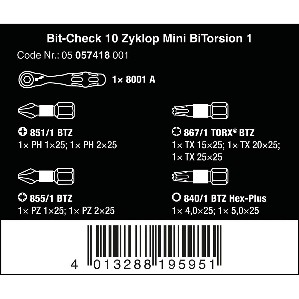 Wera Bit-Check 10 Zyklop Mini BiTorsion 1