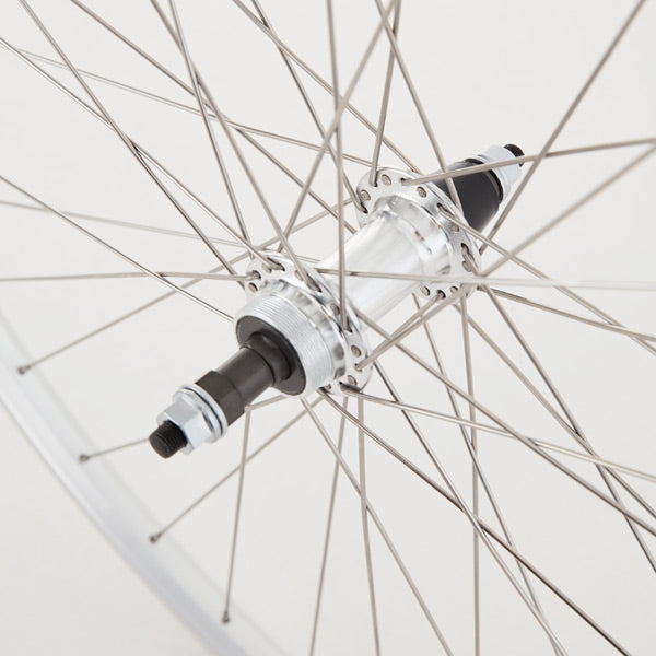 Hybrid Rear Solid Axle Screw On Wheel silver 700c