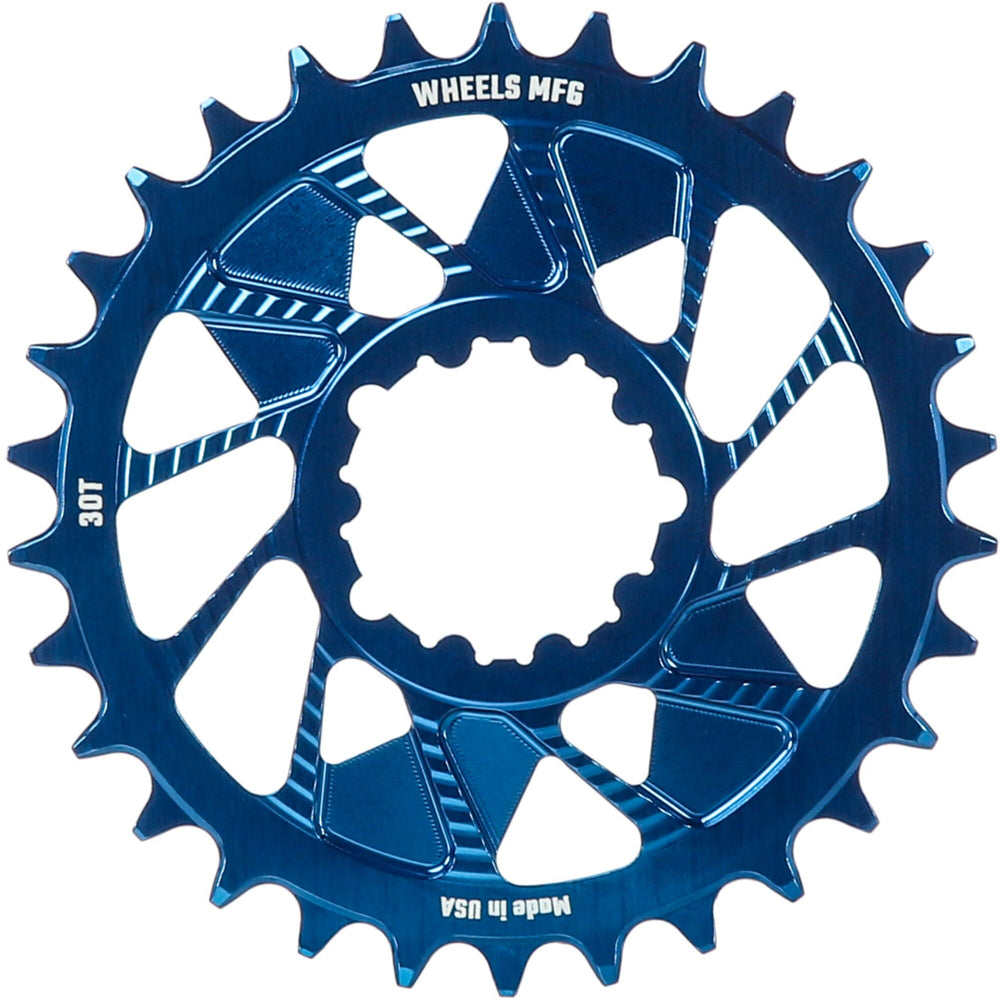 Wheels Manufacturing Wheels MFG Chainring - Anodized Shimano Direct Mount HG+ - 1.5mm Inboard - 30 teeth / Blue