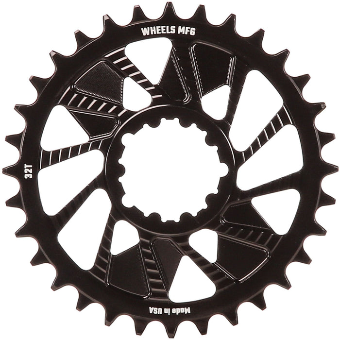 Wheels MFG Black Chainring, SRAM 3-Bolt, 3mm, Hyperglide+ Chain