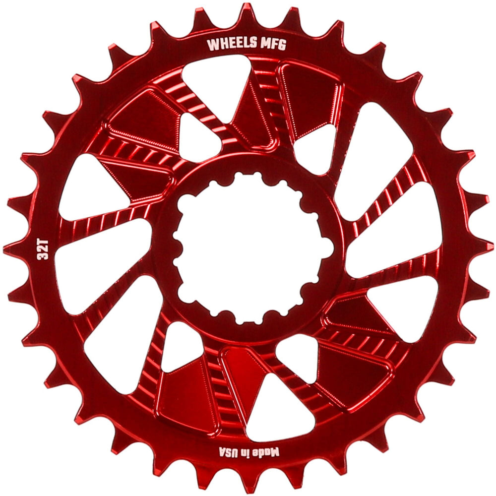 Wheels Manufacturing Wheels MFG Chainring - Anodized Shimano Direct Mount HG+ - 1.5mm Outboard - 32 teeth / Red