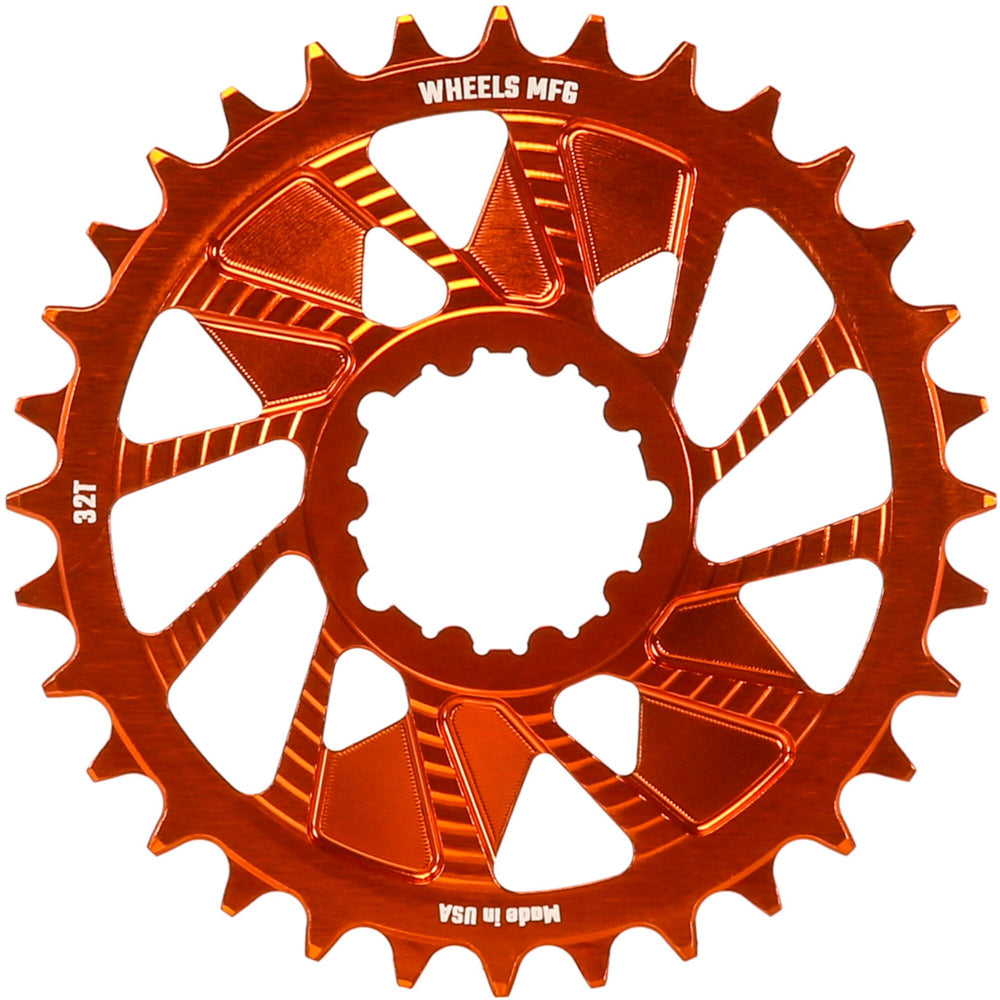 Wheels Manufacturing Wheels MFG Chainring - Anodized Shimano Direct Mount HG+ - 1.5mm Inboard - 32 teeth / Orange
