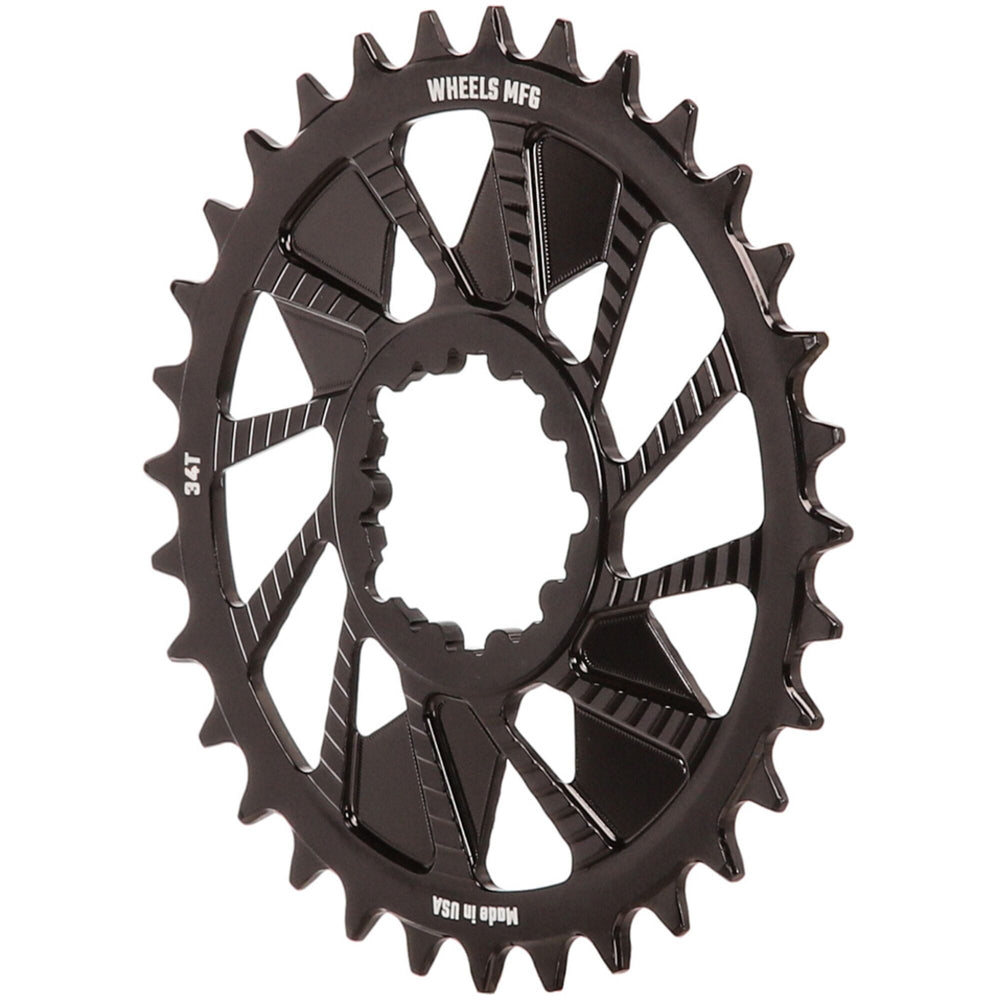 Wheels MFG Black Chainring, SRAM 3-Bolt, 3mm, Hyperglide+ Chain