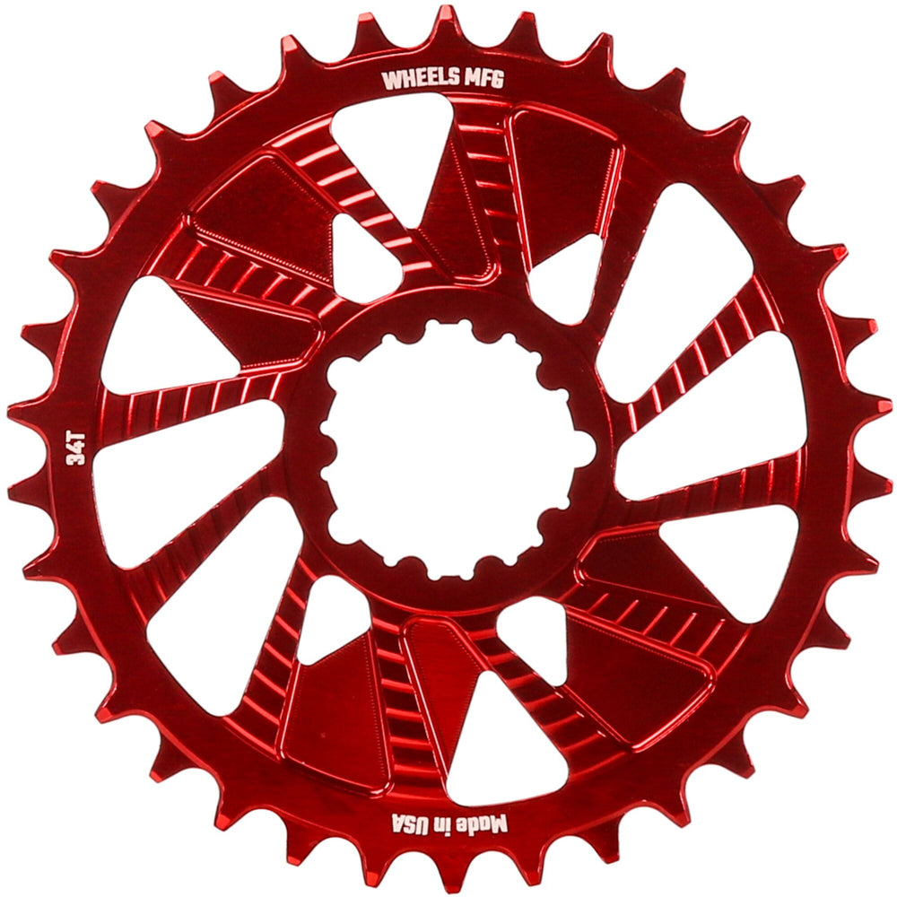 Wheels Manufacturing Wheels MFG Chainring - Anodized Shimano Direct Mount HG+ - 1.5mm Inboard - 34 teeth / Red