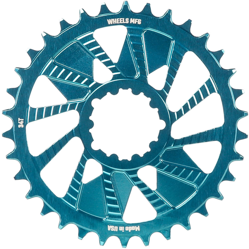 Wheels Manufacturing Wheels MFG Chainring - Anodized Shimano Direct Mount HG+ - 1.5mm Outboard - 34 teeth / Teal