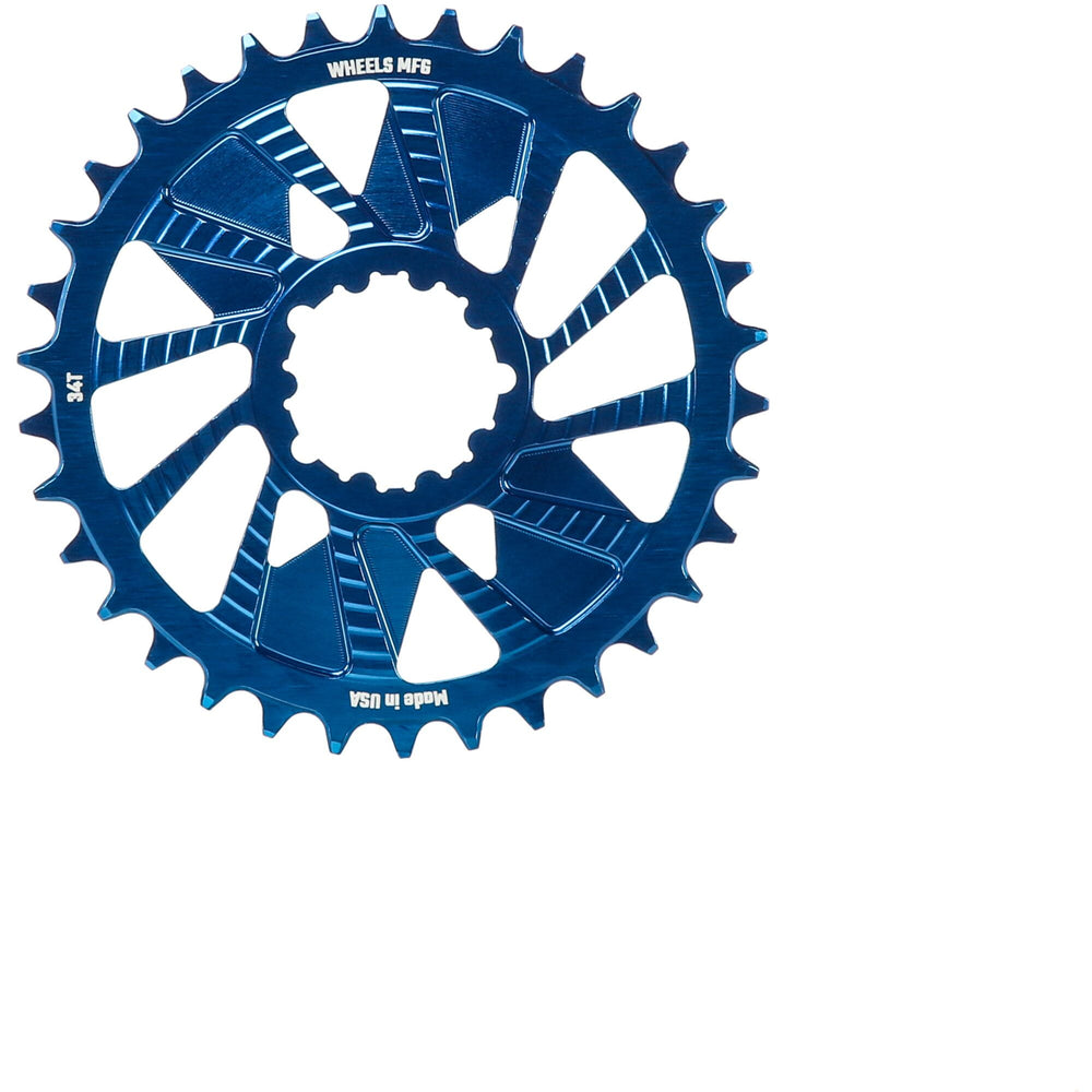 Wheels Manufacturing Wheels MFG Chainring - Anodized Shimano Direct Mount HG+ - 1.5mm Outboard - 34 teeth / Blue