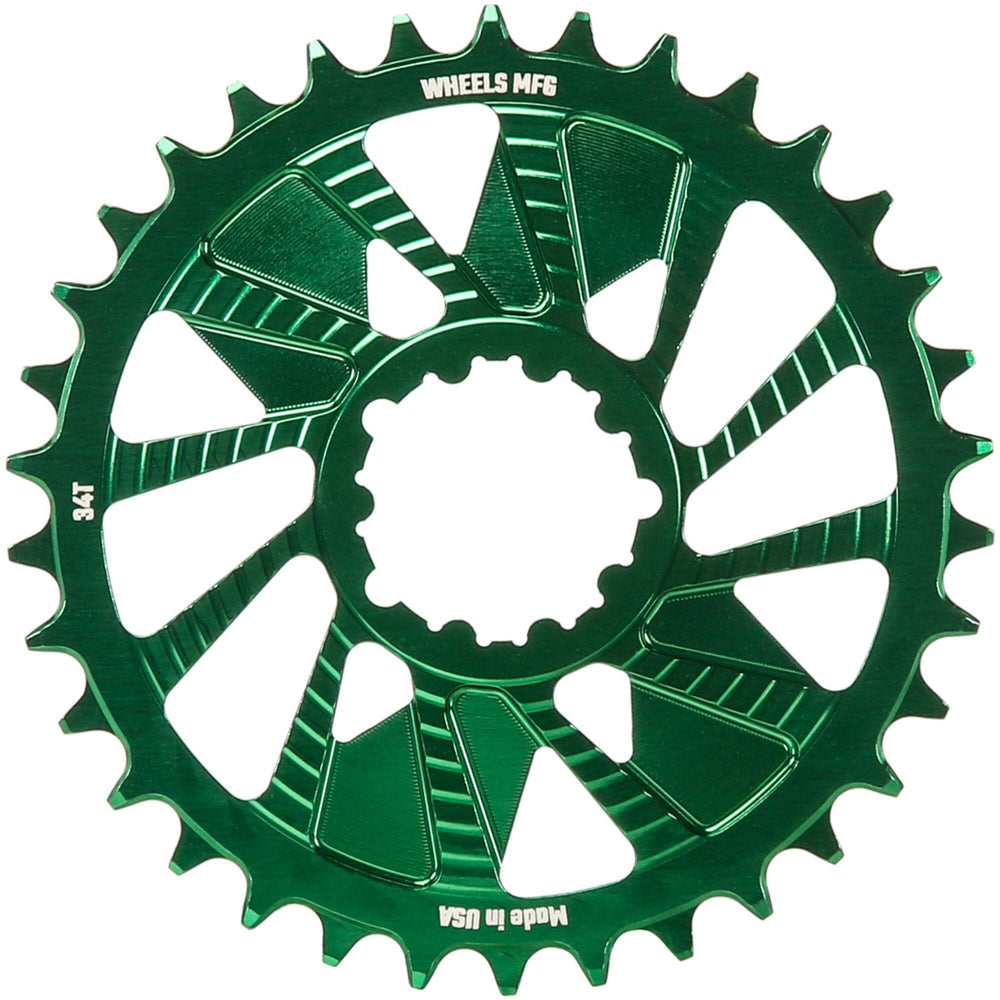 Wheels Manufacturing Wheels MFG Chainring - Anodized Shimano Direct Mount HG+ - 1.5mm Inboard - 34 teeth / Green