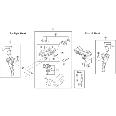 Shimano ST-6800 right hand main lever assembly