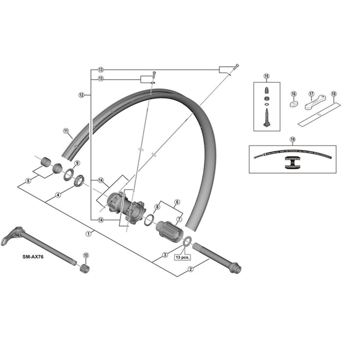 Shimano WH-M8000-TL275 spoke 281.5 mm