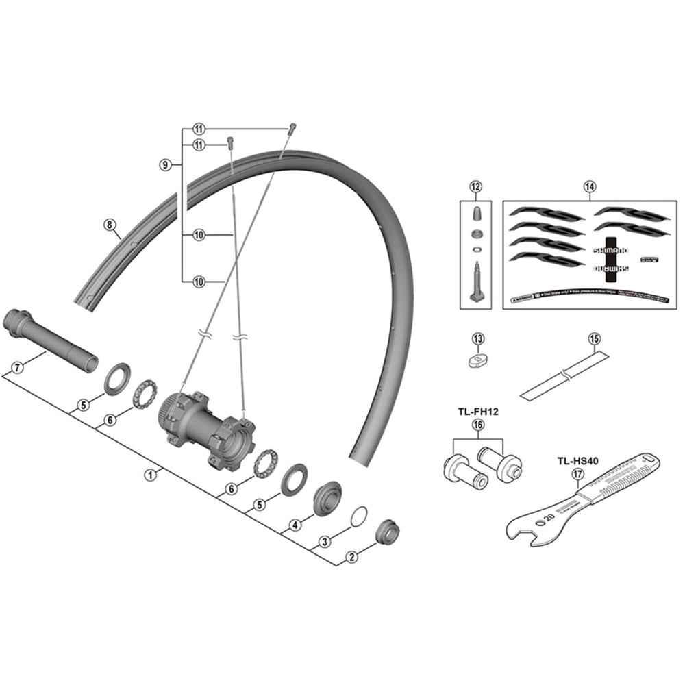 Shimano WH-RX31-F12 Complete hub axle