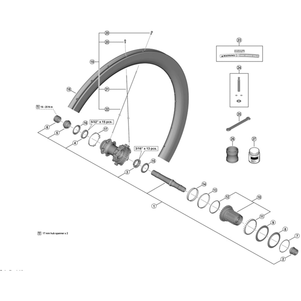 Shimano WH-R9100-C60-TU-F valve extension unit