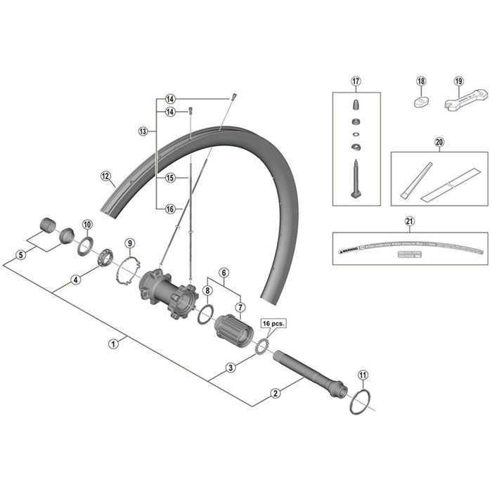 Shimano WH-R9170-C60-TU-R12 complete hub axle