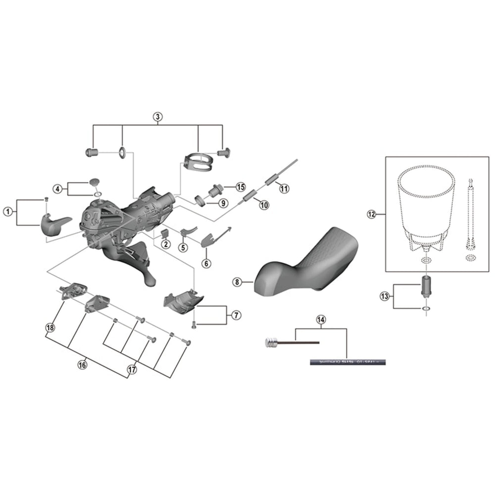 Shimano ST-R9120 right hand name plate R and fixing screw