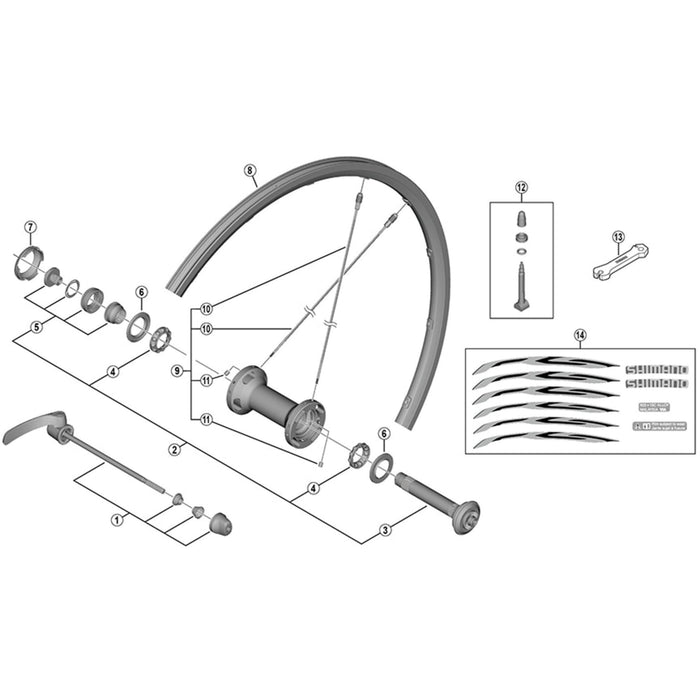Shimano WH-RS500-TL-F complete quick release, 133 mm