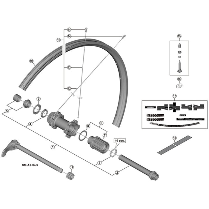 Shimano WH-MT600-TL-R12 right hand spoke, 281 mm
