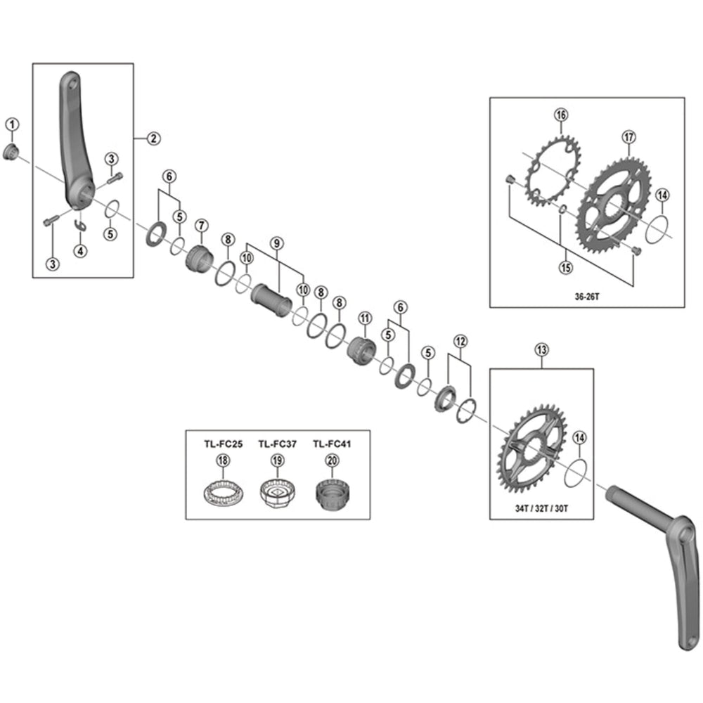 Shimano FC-M7100 gear fixing bolts, pack of 4