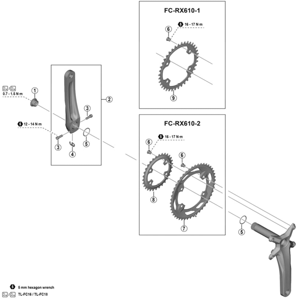 Shimano FC-RX600 GRX left hand crank arm