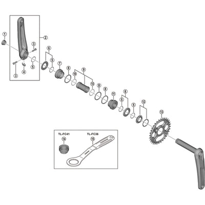 Shimano FC-M6100-1 Deore 12 speed single chainring, 30T