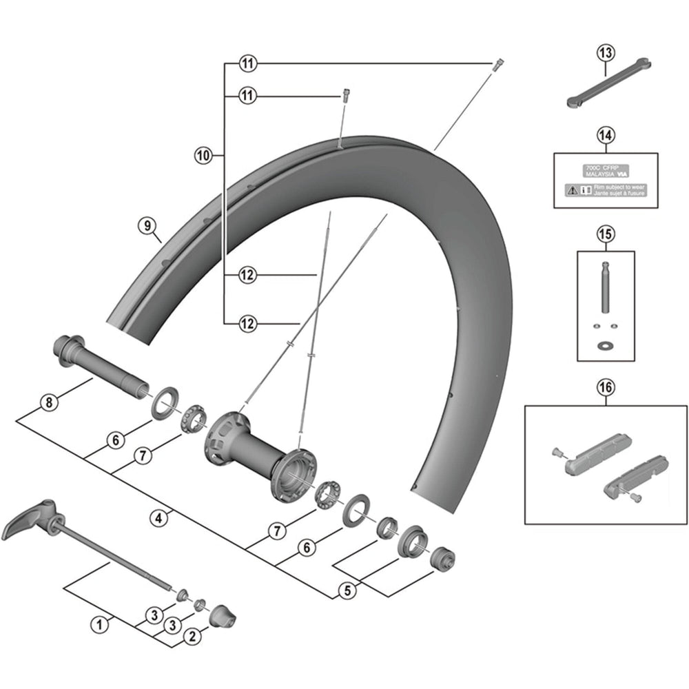 Shimano WH-R9200-C50-TU-F complete quick release, 133 mm