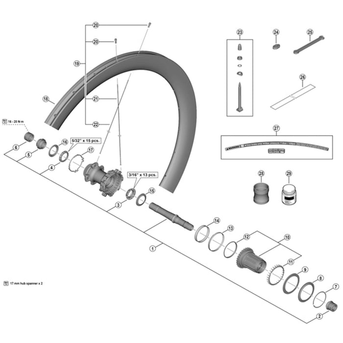 Shimano WH-R9270-C50-TL-F valve unit