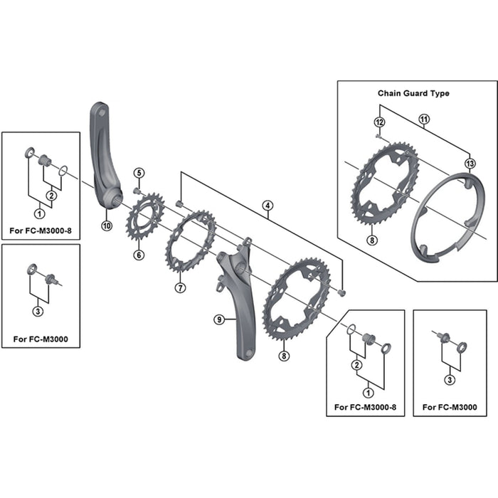 Shimano FC-M4000 crank arm fixing bolt unit