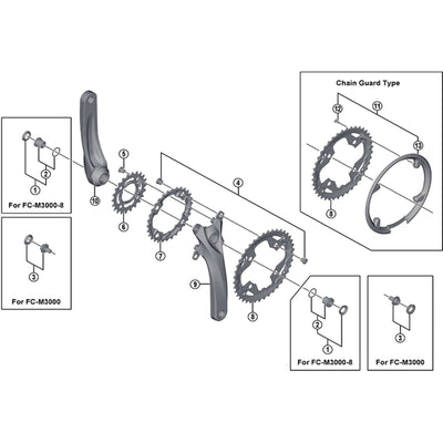 Shimano FC-M4000 Alivio 9 speed triple inner chainring 22T + chain protector