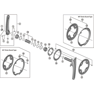 Shimano FC-T4060 chain guard and fixing screws