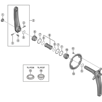 Shimano FC-MT600-2 gear fixing bolt, M8 x 8.5 mm, pack of 4