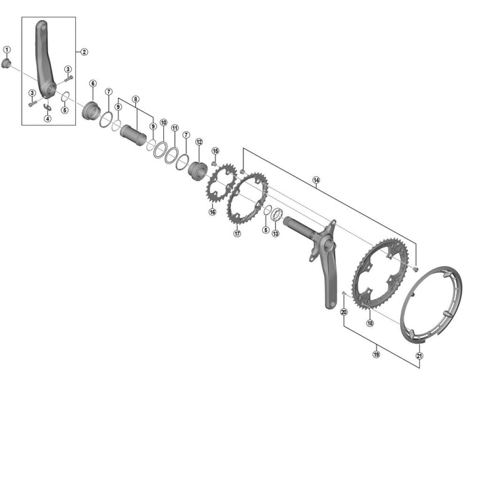 Shimano FC-T6010 chain guard and fixing screws, silver