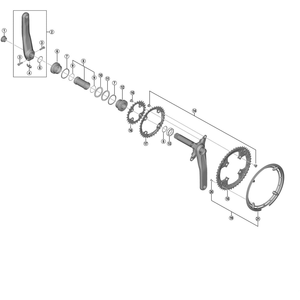 Shimano FC-T6010 chain guard and fixing screws, silver