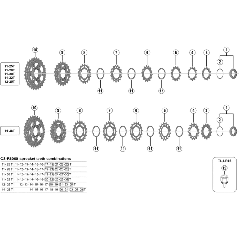 Shimano CS-R8000 lock ring and spacer