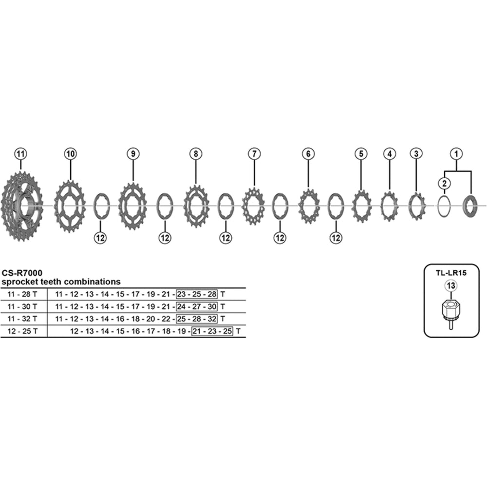 Shimano CS-R7000 lock ring and spacer