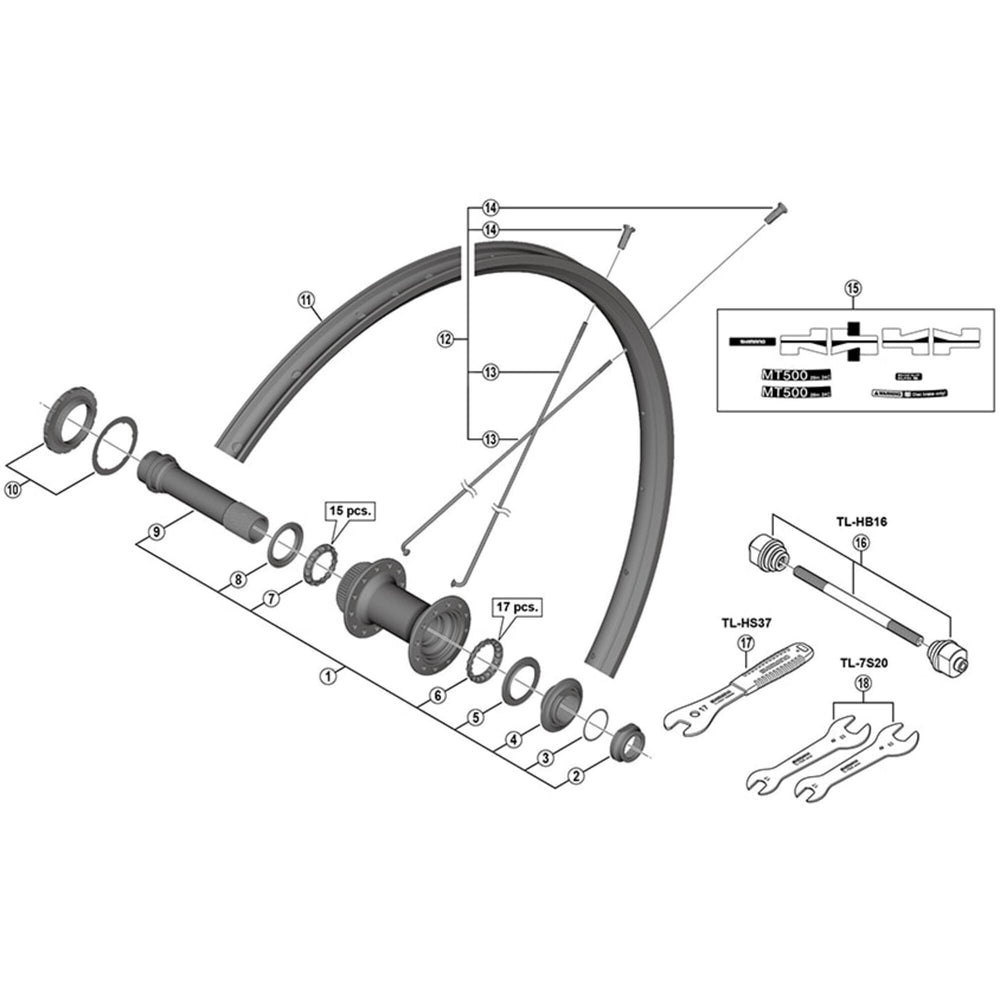 Shimano HB-M618 hub axle unit