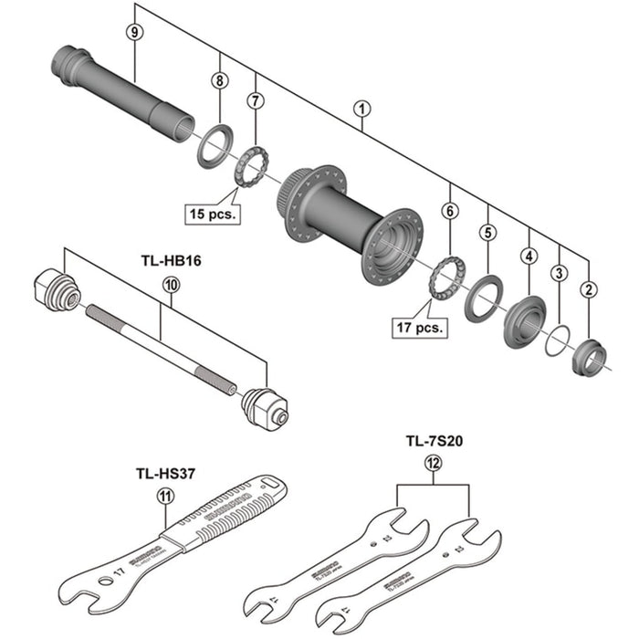 Shimano HB-M8010 hub axle unit