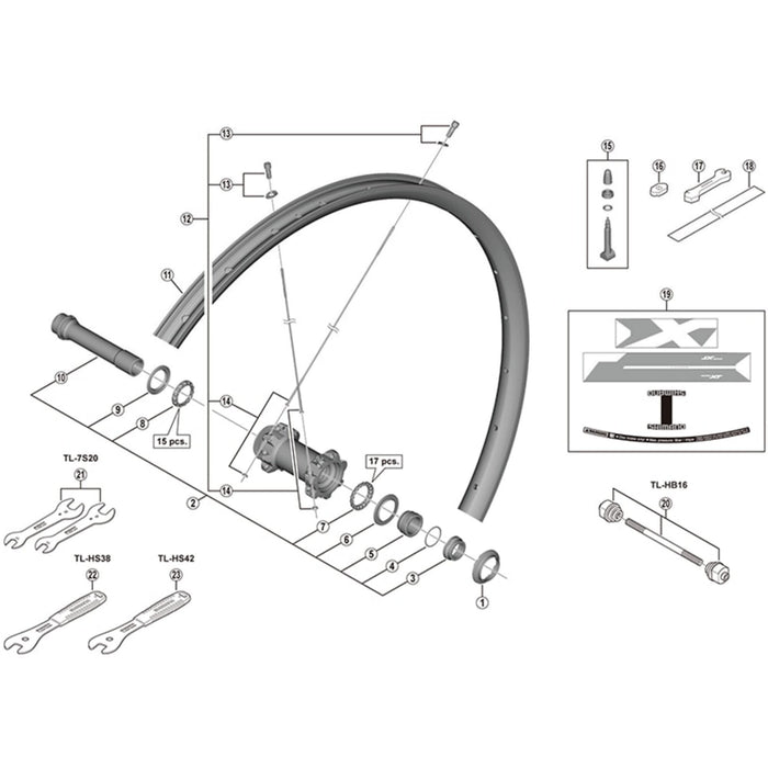Shimano HB-M8010 hub axle unit