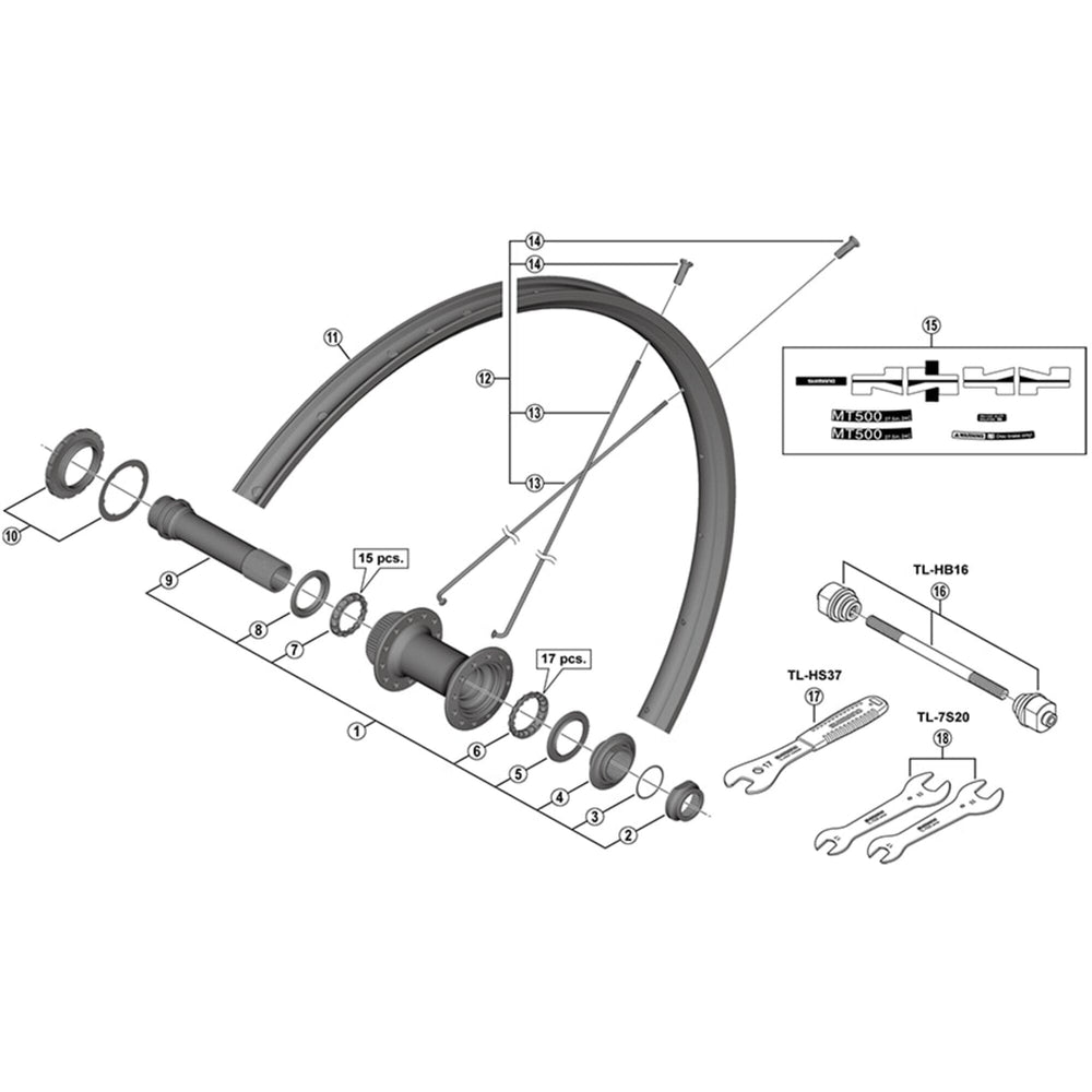 Shimano HB-M618-B Complete hub axle