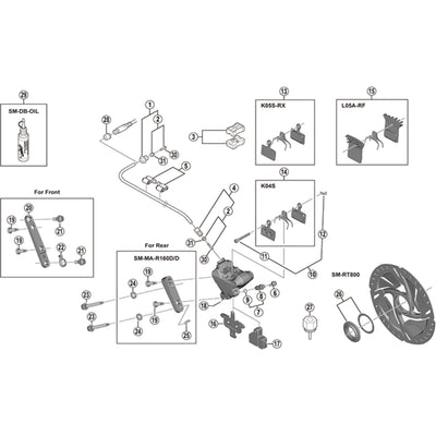 Shimano BR-M9000 pad axle and snap retainer