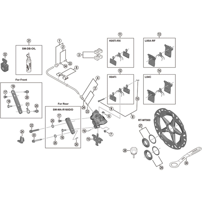 Shimano BR-R9270 caliper fixing bolt, 20 mm