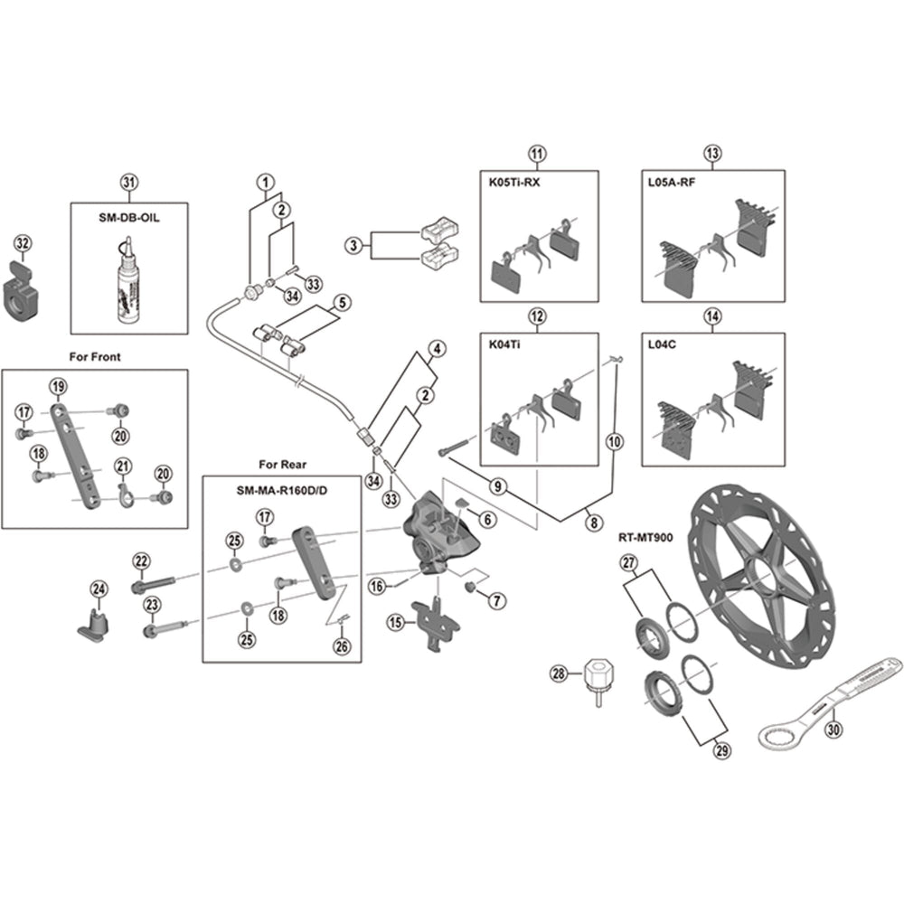 Shimano BR-R9270 caliper fixing bolt, 30 mm
