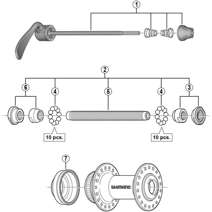 Shimano HB-RM35 complete hub axle 108 mm