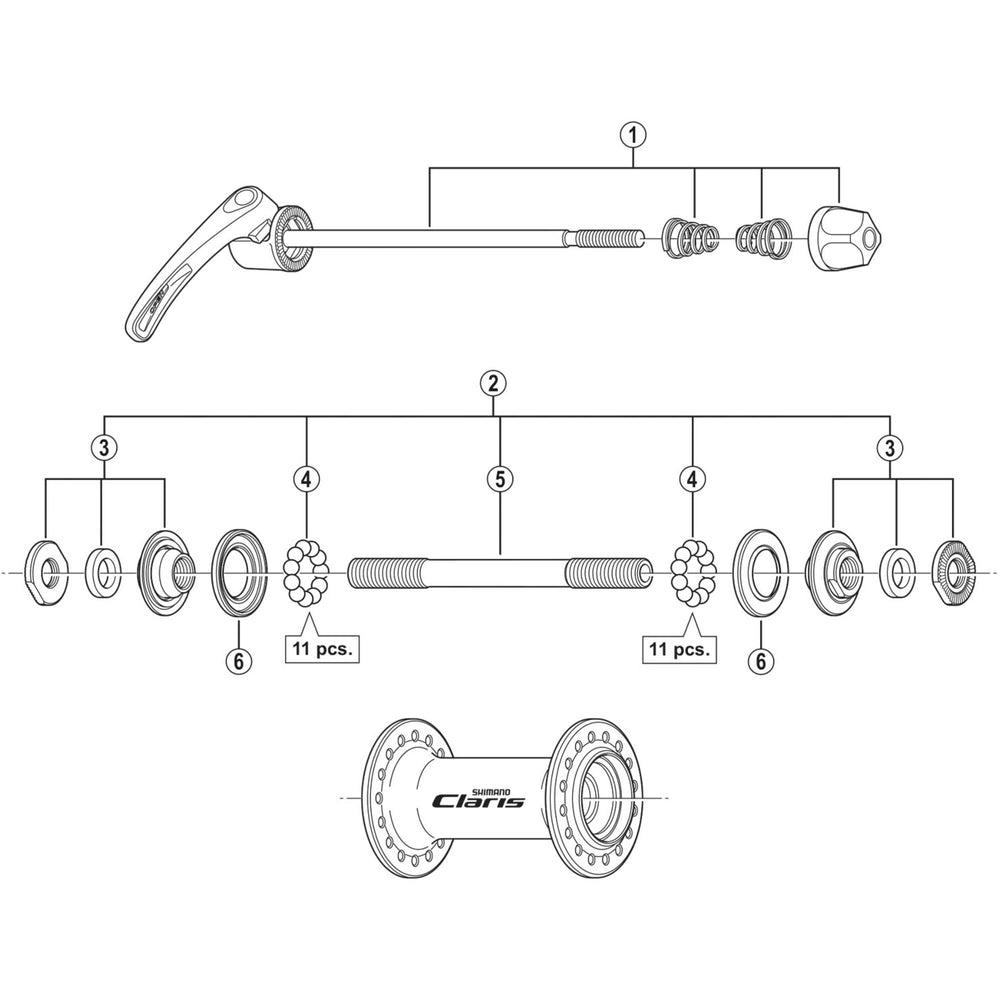 Shimano HB-2400 complete quick release, 129 mm