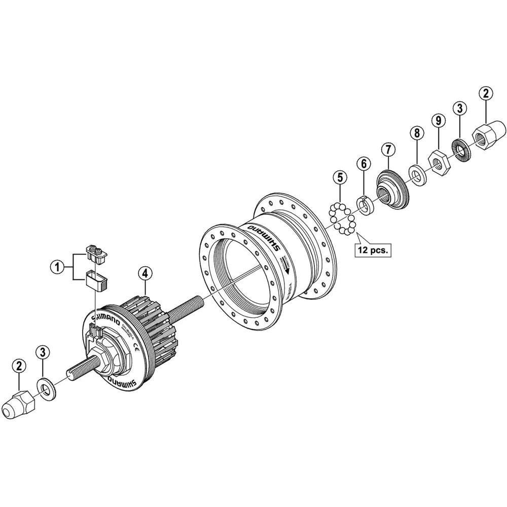 Shimano DH-3N20A cone with dust seal, M9 x 13 mm