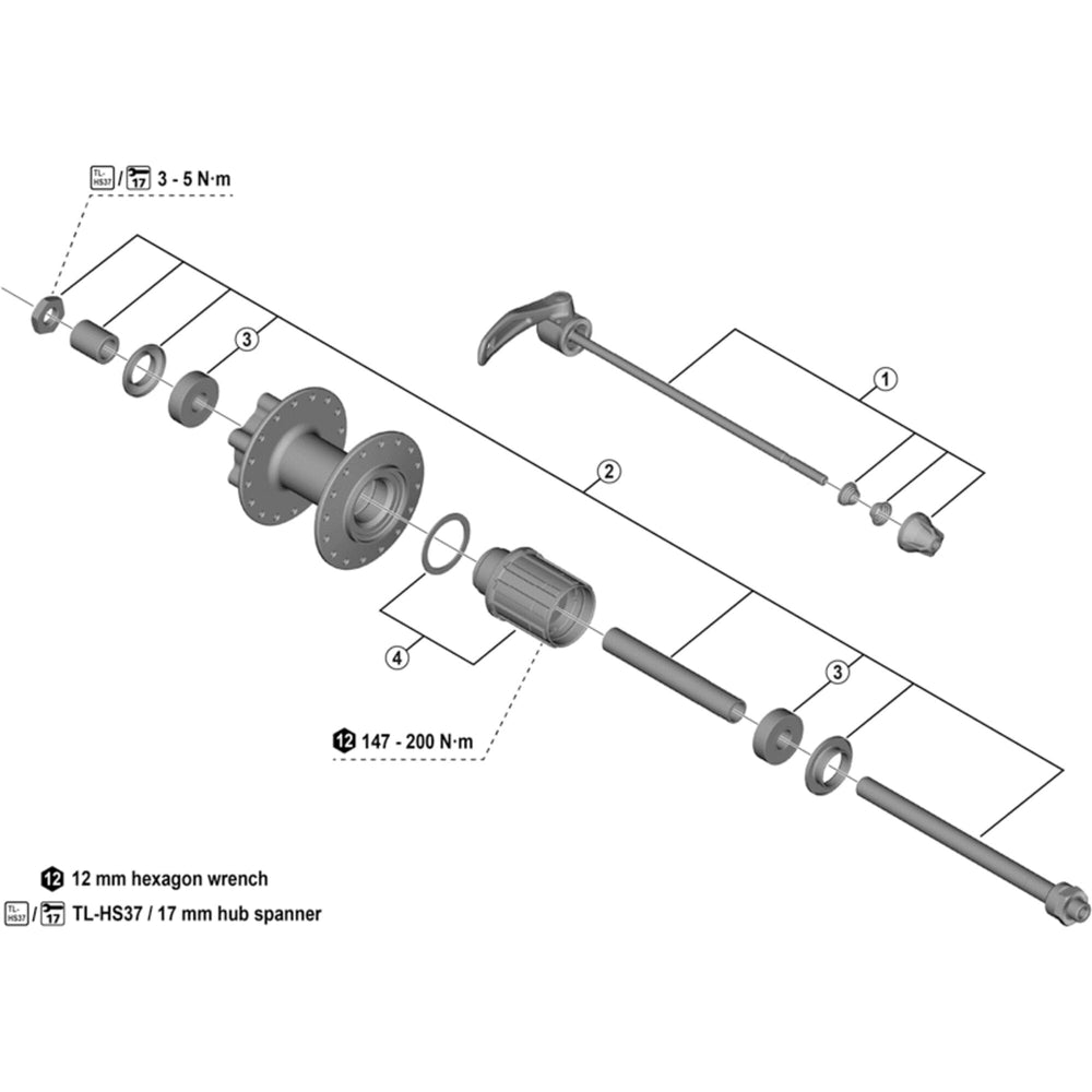 Shimano FH-M4050 complete quick release, 173 mm