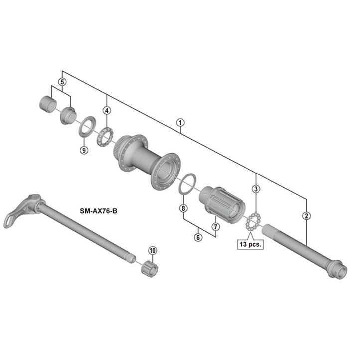 Shimano FH-M8010 hub axle unit