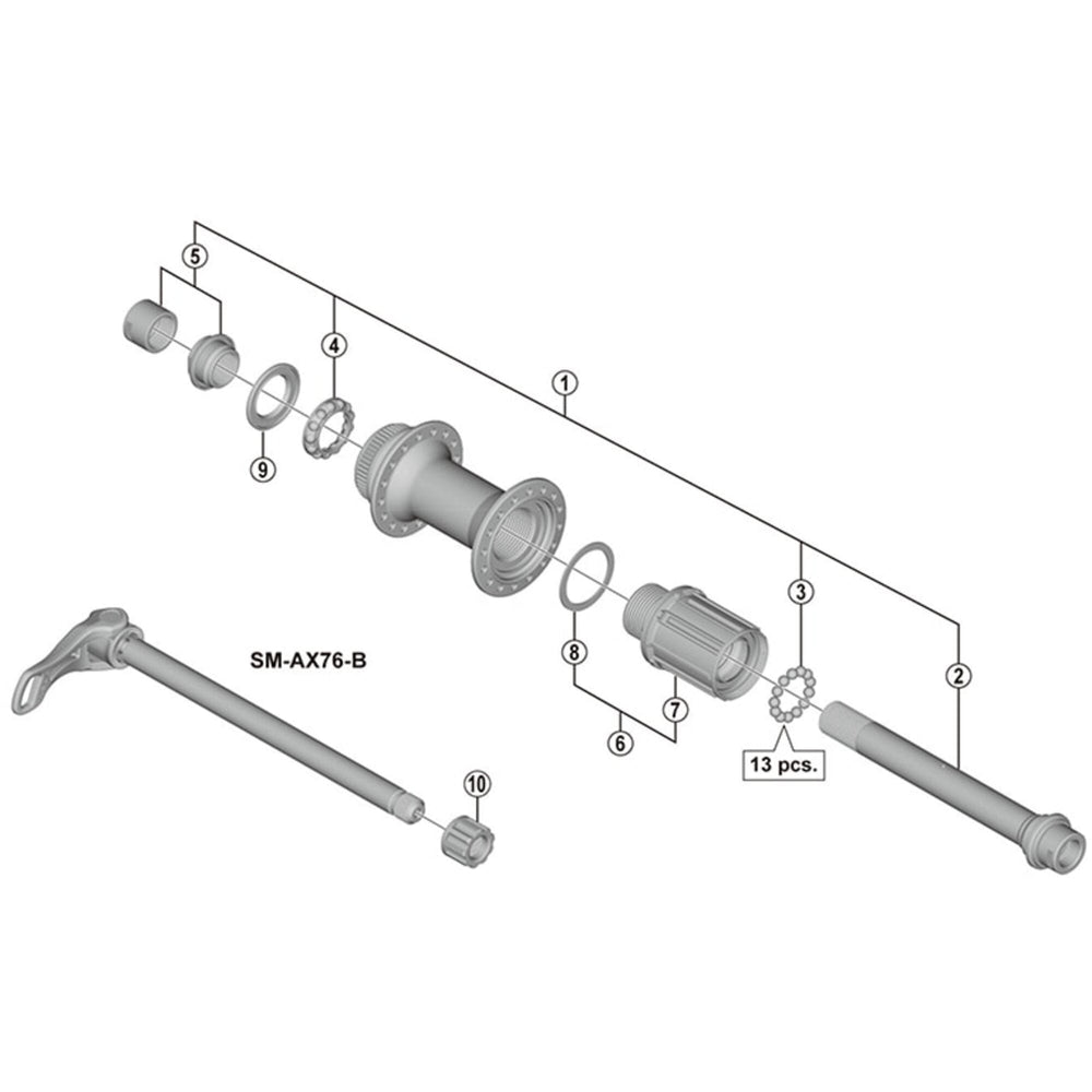 Shimano FH-M8010 hub axle unit