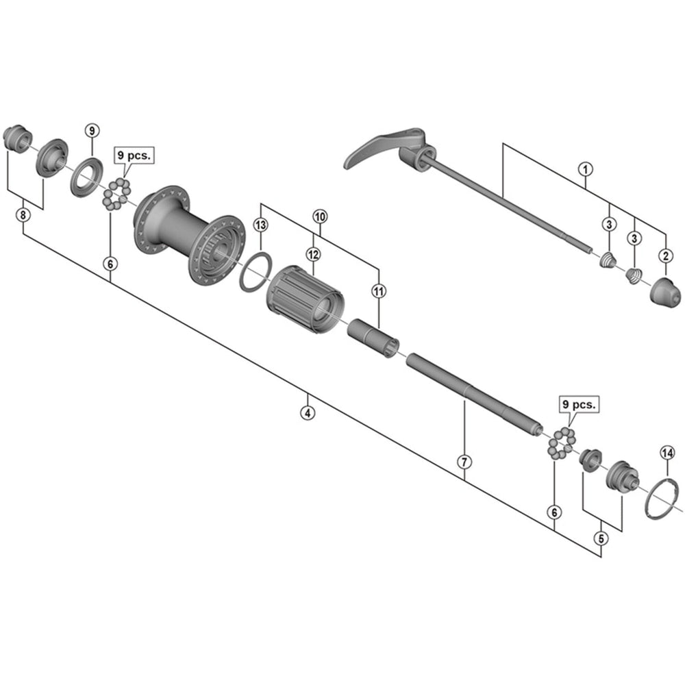 Shimano FH-R7000 complete hub axle