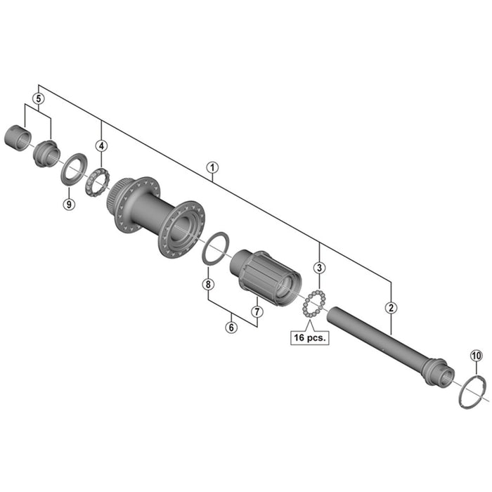 Shimano FH-R7070 complete hub axle unit