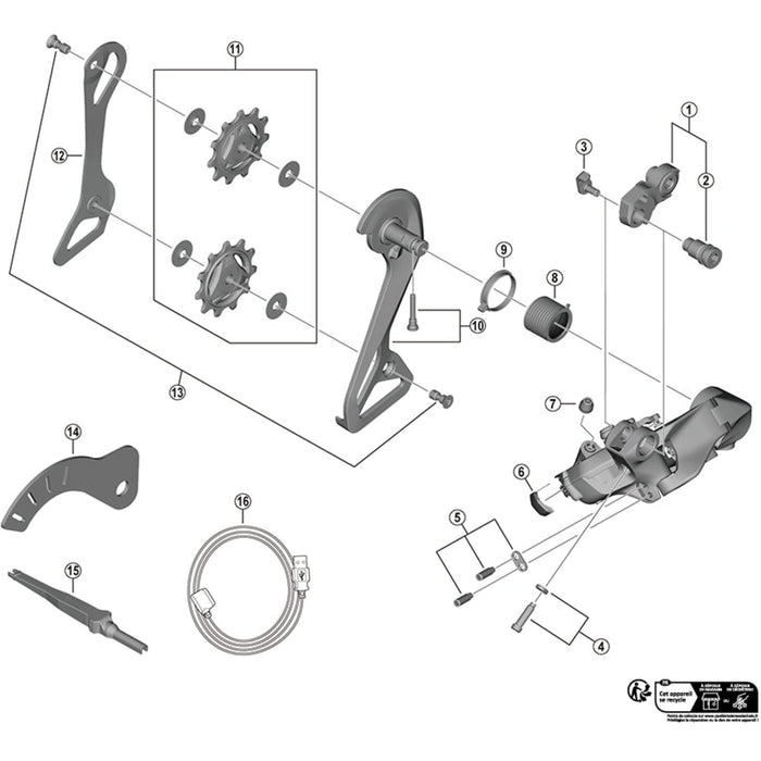 Shimano RD-R9250 pulley screw, pack of 2