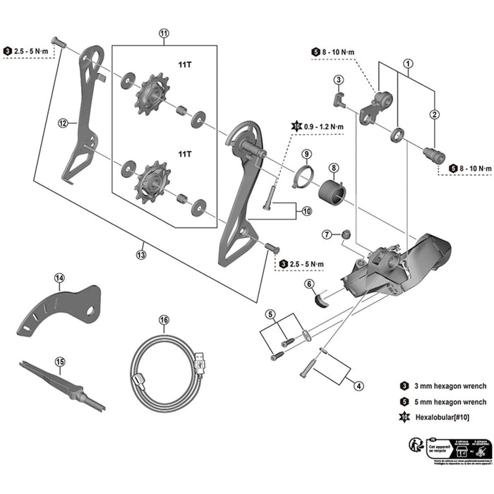 Shimano RD-R7150 end adjustment screw and plate