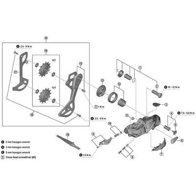 Shimano RD-M9250 cable cover and fixing screw